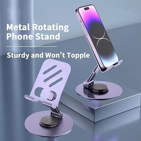 J-3 Metal Foldable Phone Stand with 360° Rotating Base
