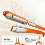 240W PD Fast Charging USB-C Cable (1.5m) with Detachable Phone Stand