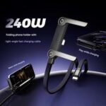 240W PD Fast Charging USB-C Cable (2m) with Built-In Fold-Out Phone Stand