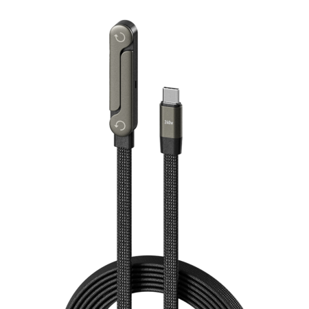 240W PD Fast Charging USB-C Cable (2m) with Built-In Fold-Out Phone Stand
