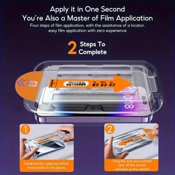 9H Tempered Glass Screen Protector with One-Click Applicator — for IPhone 12  → 17 Pro Max